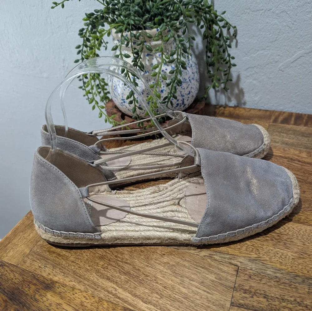 Eileen Fisher Lee Metallic Suede Espadrille Flat Size‎ 8.5